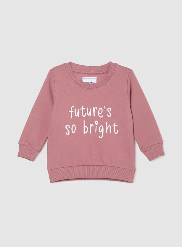 Girls Typographic Printed Sweatshirt