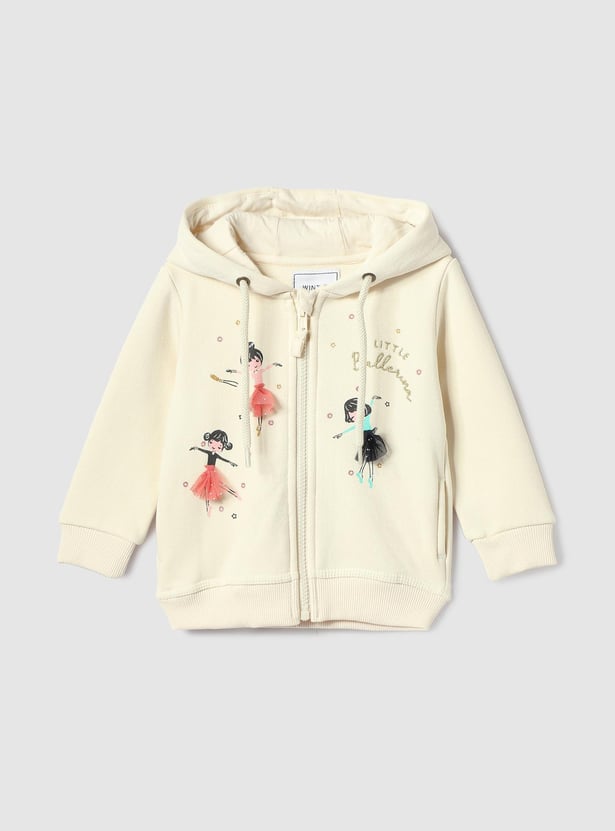 Girls Appliqued Hooded Sweatshirt