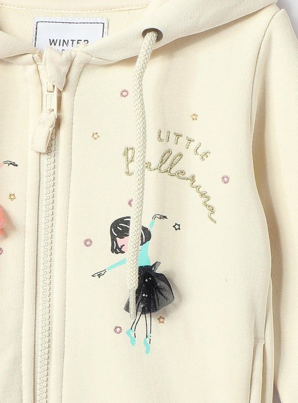 Girls Appliqued Hooded Sweatshirt