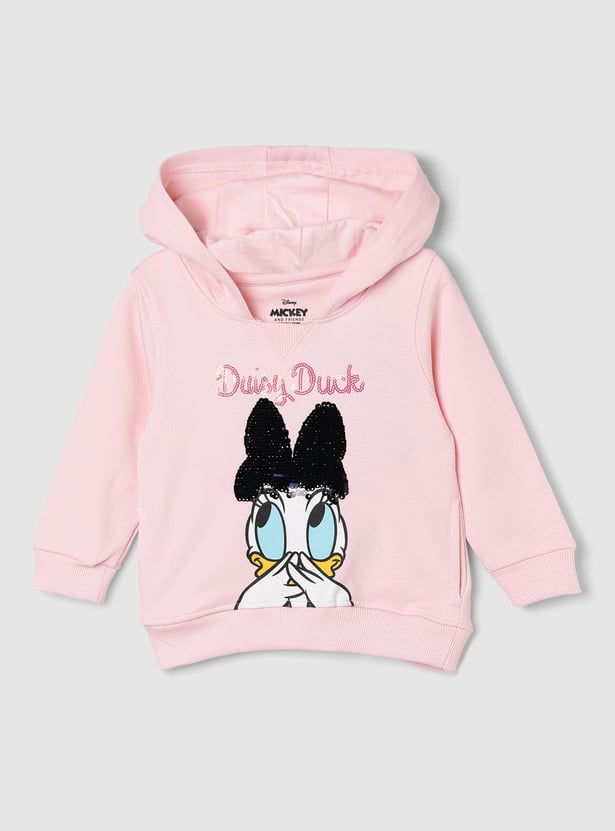 Girls Daisy Duck Printed Hooded Sweatshirt