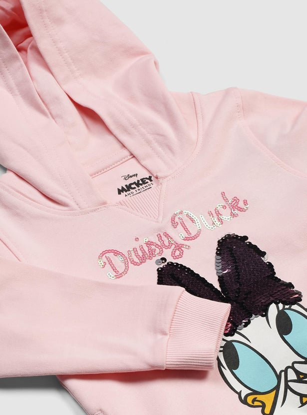 Girls Daisy Duck Printed Hooded Sweatshirt