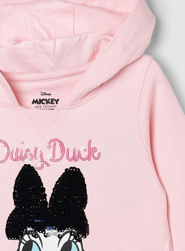 Girls Daisy Duck Printed Hooded Sweatshirt