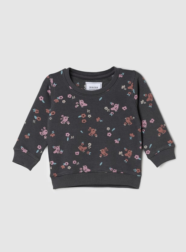 Girls Floral Printed Sweatshirt