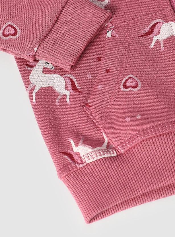 Girls Unicorn Printed Hooded Sweatshirt