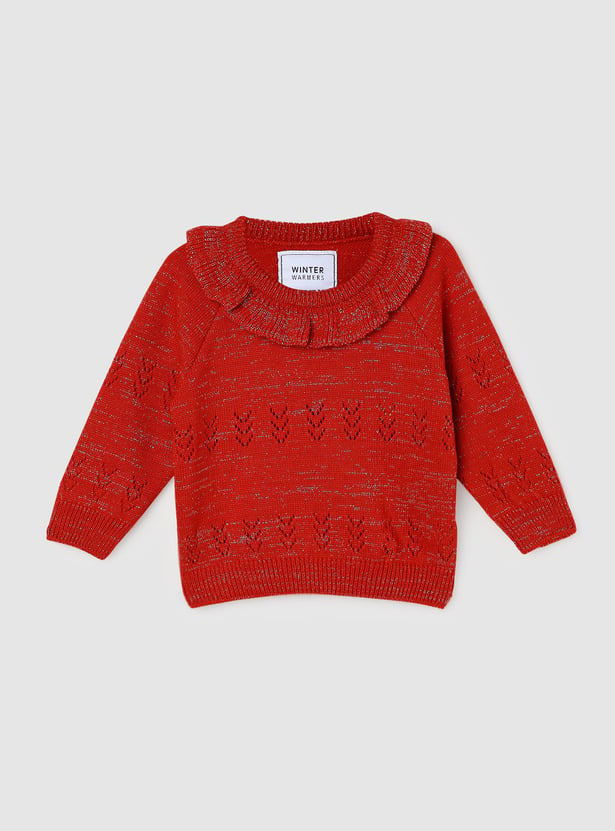 Girls Shimmer Ruffle Sweater