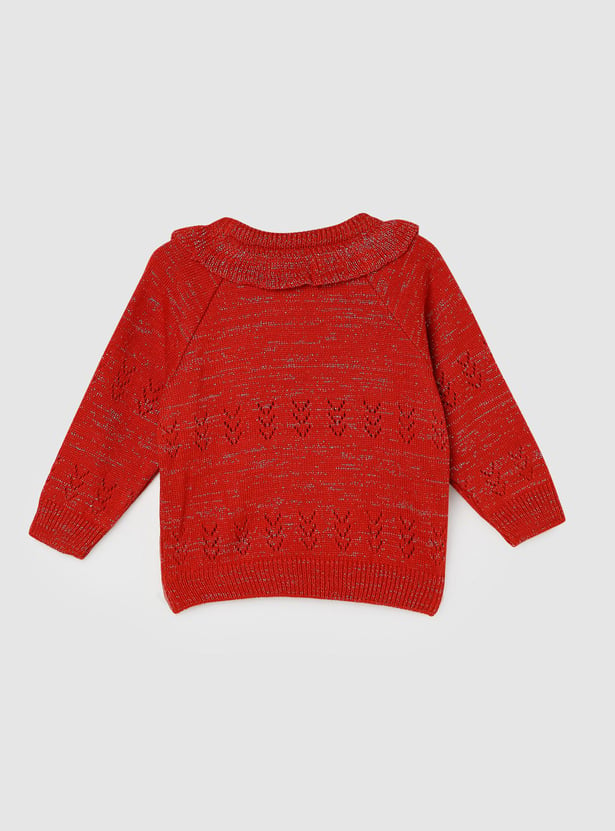 Girls Shimmer Ruffle Sweater