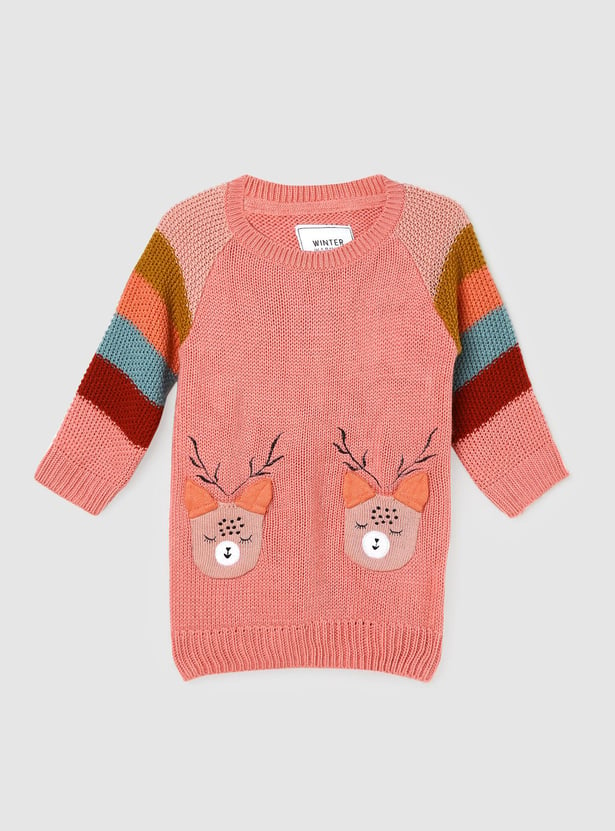 Girls Applique Detail Longline Sweater