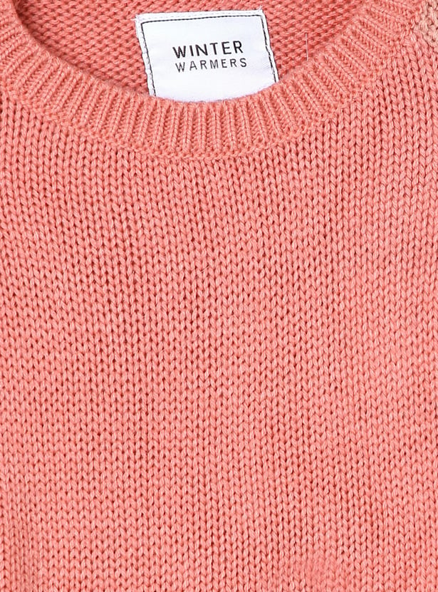 Girls Applique Detail Longline Sweater