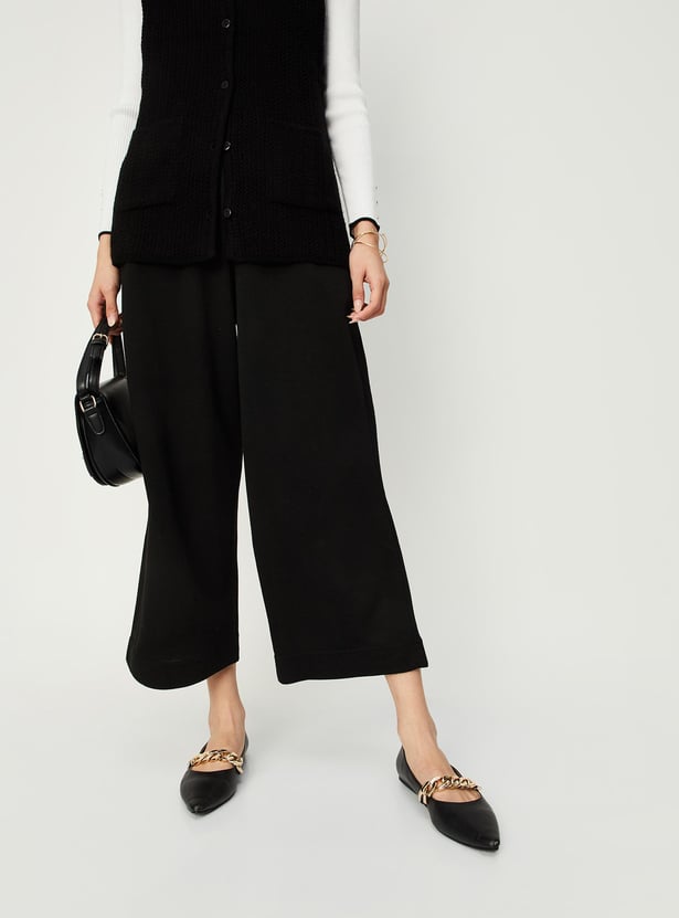 Women Solid Knitted Winter Palazzos