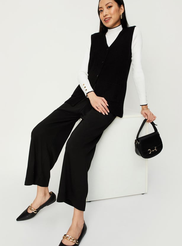 Women Solid Knitted Winter Palazzos