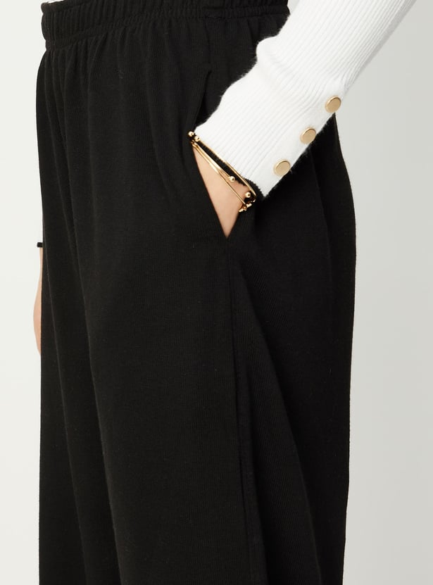 Women Solid Knitted Winter Palazzos