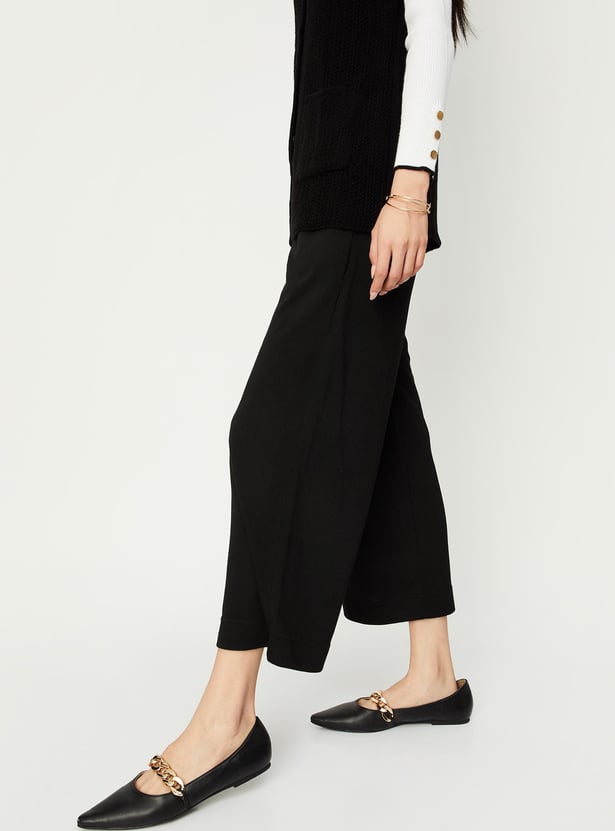 Women Solid Knitted Winter Palazzos