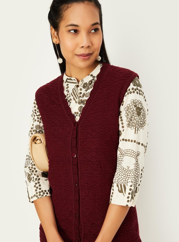 Women Knitted Sleeveless Cardigan
