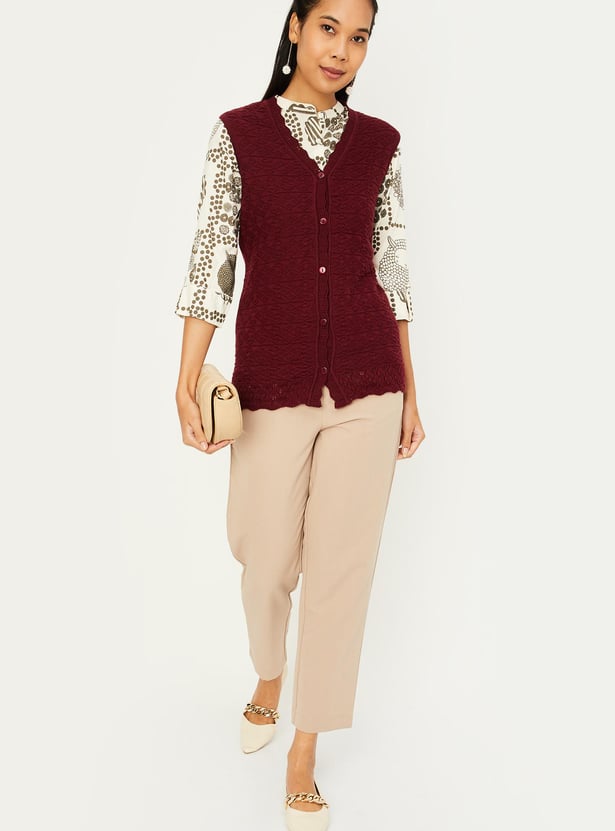 Women Knitted Sleeveless Cardigan