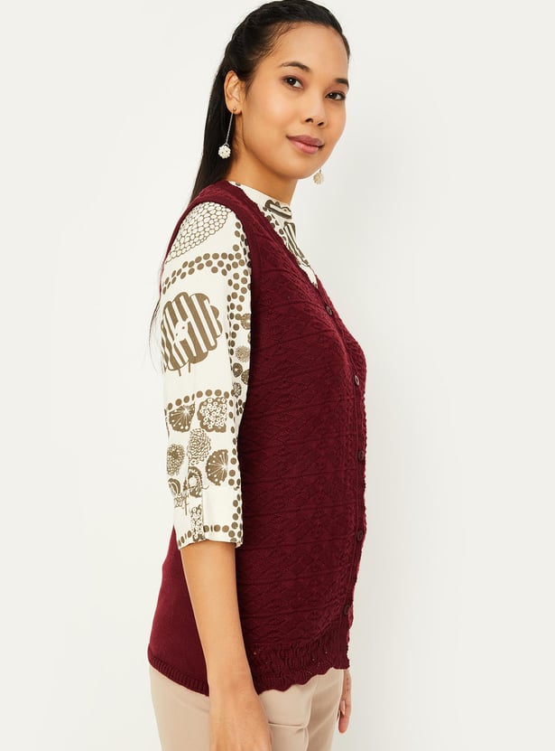 Women Knitted Sleeveless Cardigan