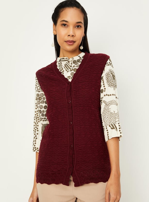 Women Knitted Sleeveless Cardigan