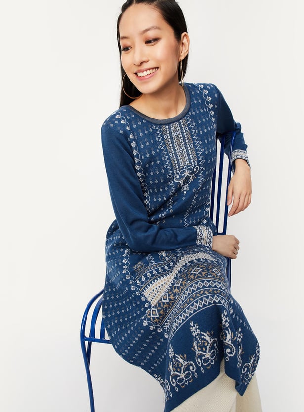 Women Jacquard Knit Winter Kurta