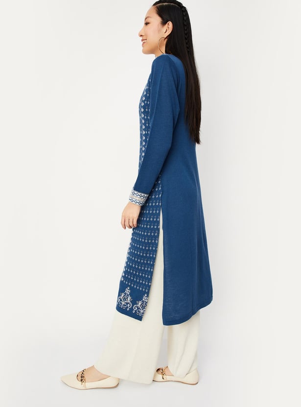 Women Jacquard Knit Winter Kurta