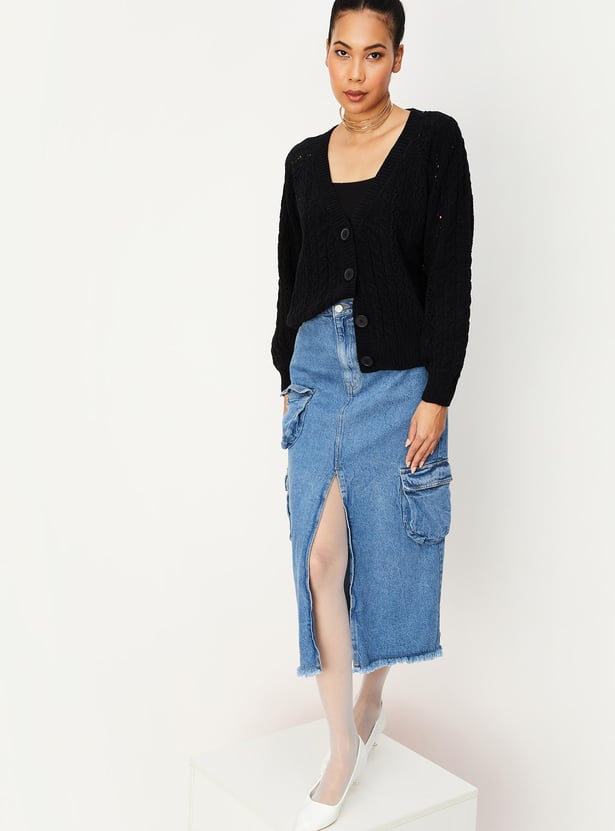 Women Cable Knit Cardigan