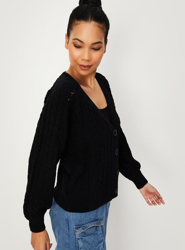 Women Cable Knit Cardigan