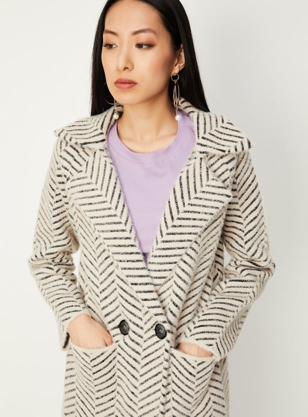 Women Herringbone Jacquard Winter Coat