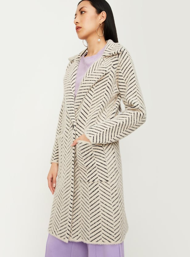 Women Herringbone Jacquard Winter Coat