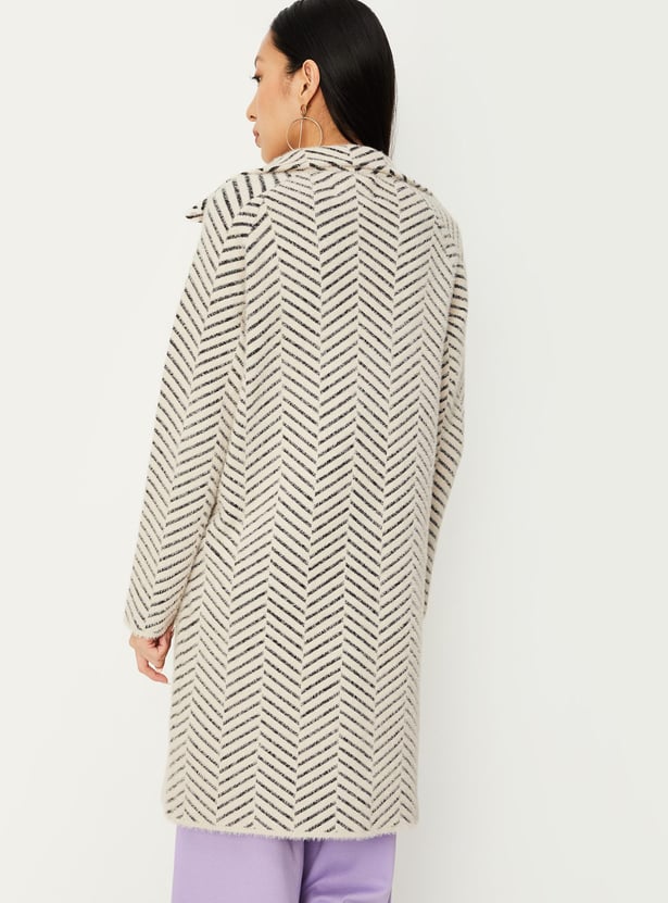 Women Herringbone Jacquard Winter Coat