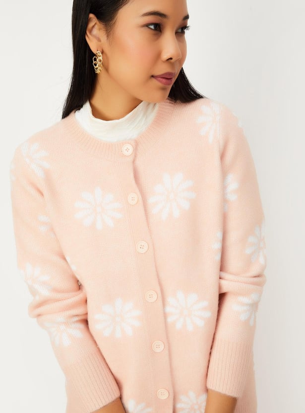 Buy Women Floral Knitted Cardigan Online at just Rs. 1599.0