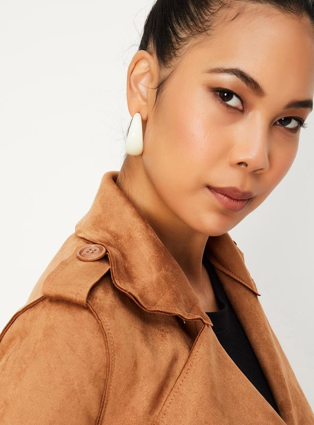 Women Suede Overlapped Coat