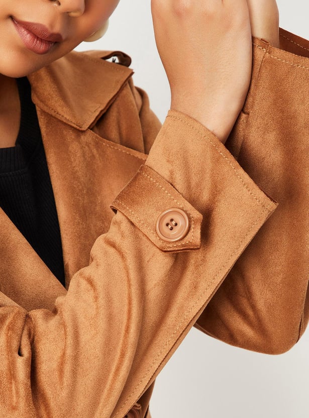 Women Suede Overlapped Coat