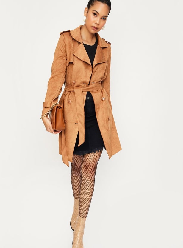 Women Suede Overlapped Coat