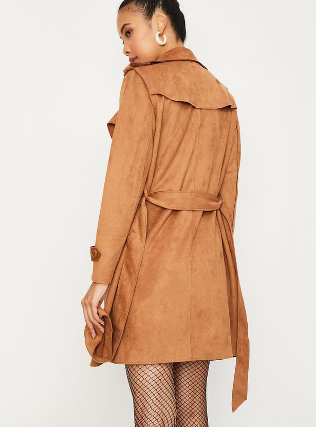 Women Suede Overlapped Coat