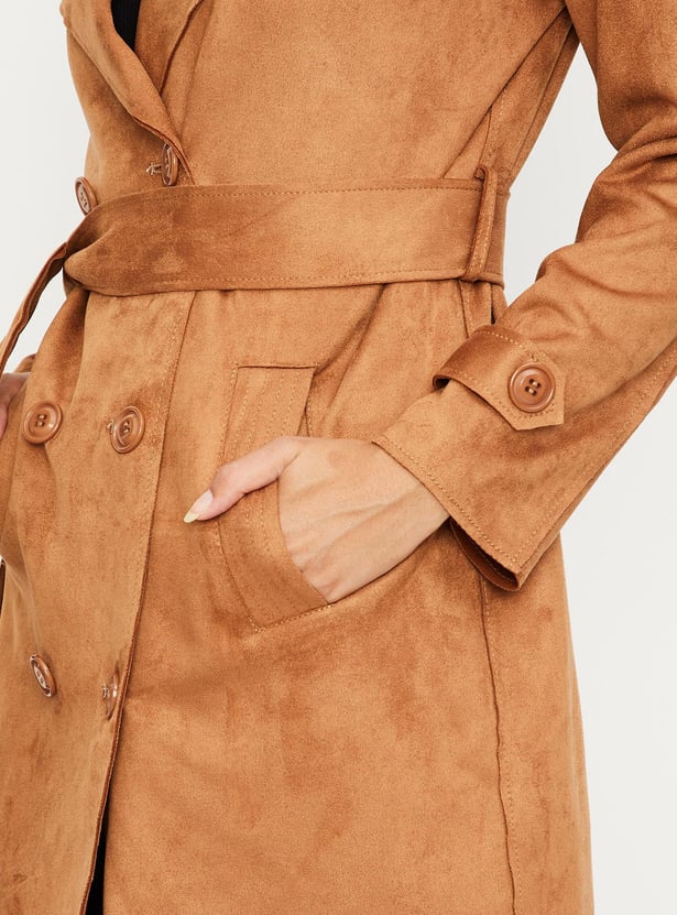 Women Suede Overlapped Coat