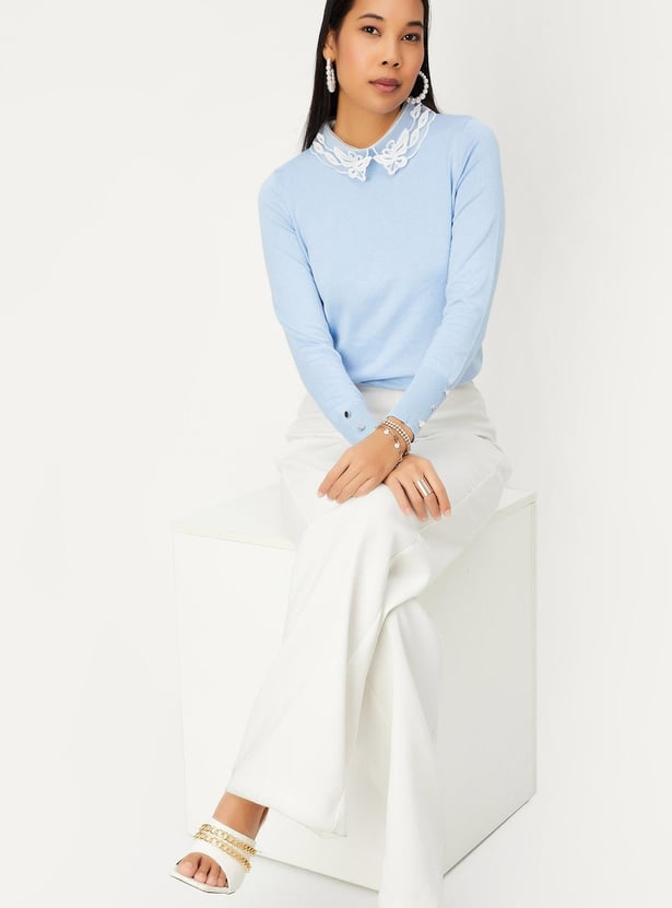 Women Lace Collar Knitted Jumper