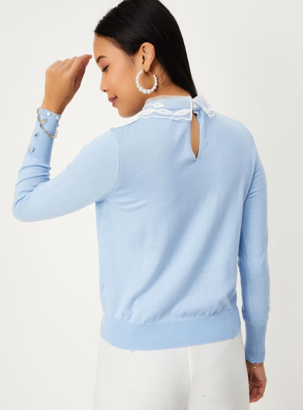 Women Lace Collar Knitted Jumper