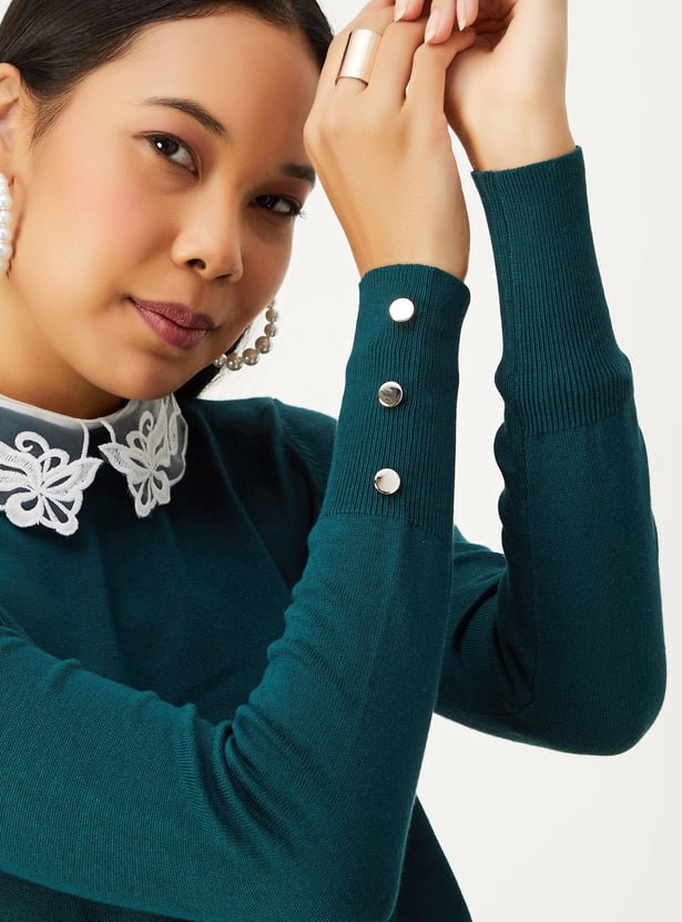 Women Lace Collar Knitted Jumper