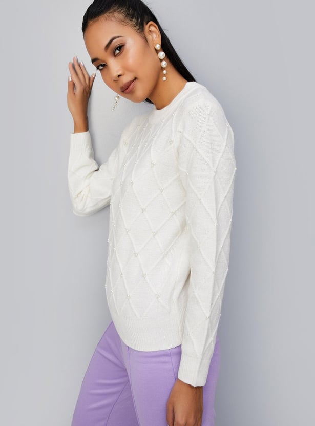 Women Pearl Embellished Sweater