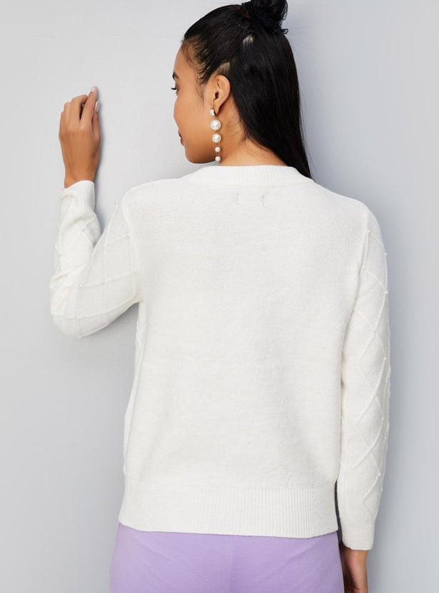 Women Pearl Embellished Sweater