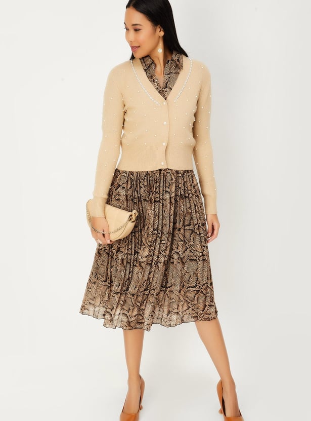 Women Pearl Embellished Cardigan
