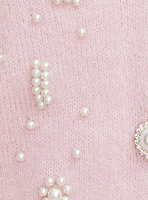 Women Pearl Embellished Cardigan