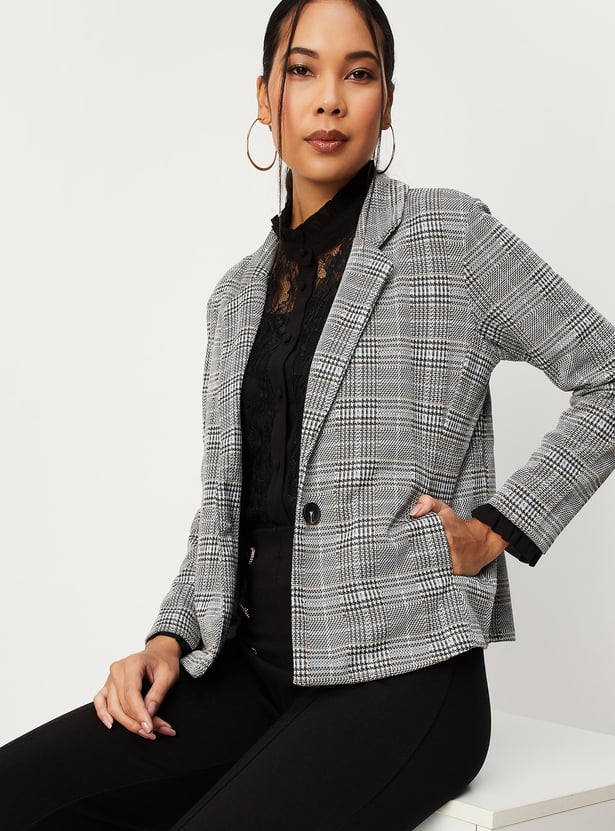 Women Checked Formal Blazer