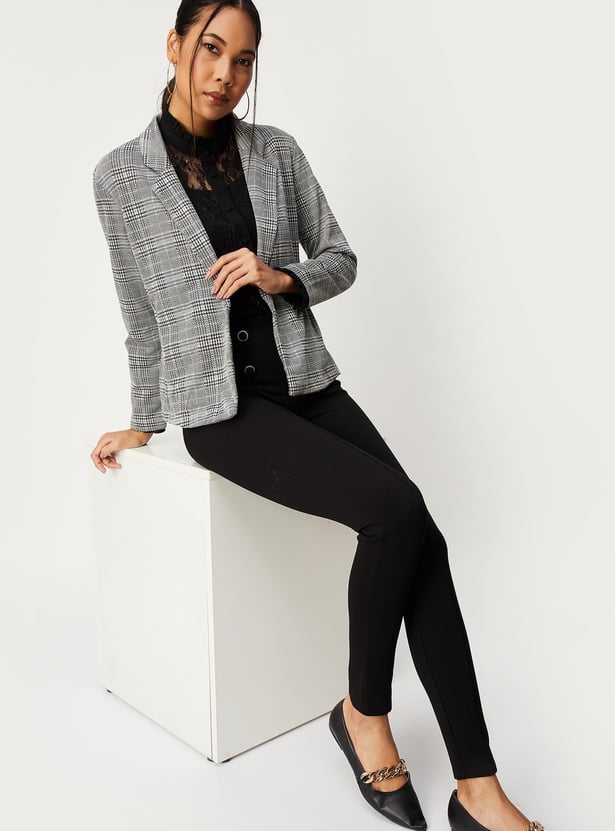 Women Checked Formal Blazer