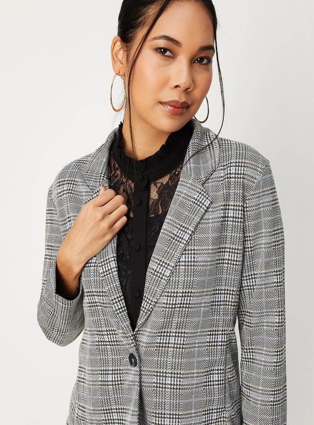 Women Checked Formal Blazer