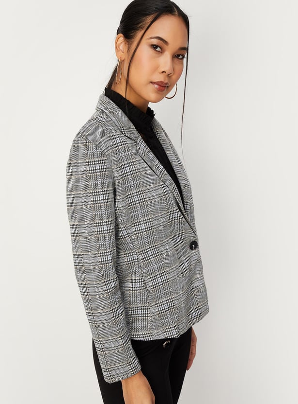 Women Checked Formal Blazer