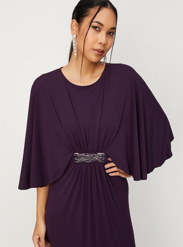 Women Embellished Capelet Maxi Dress