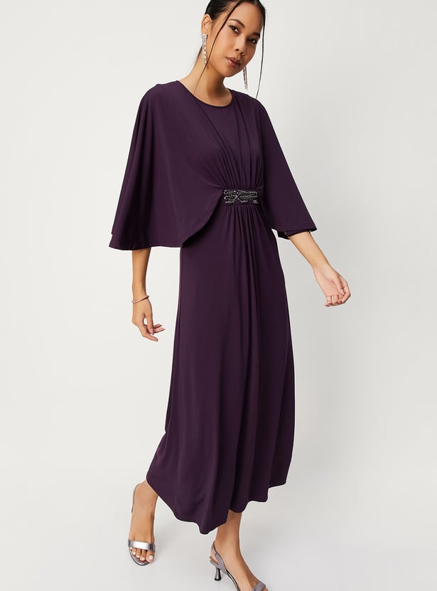 Women Embellished Capelet Maxi Dress