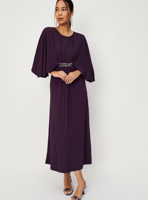 Women Embellished Capelet Maxi Dress
