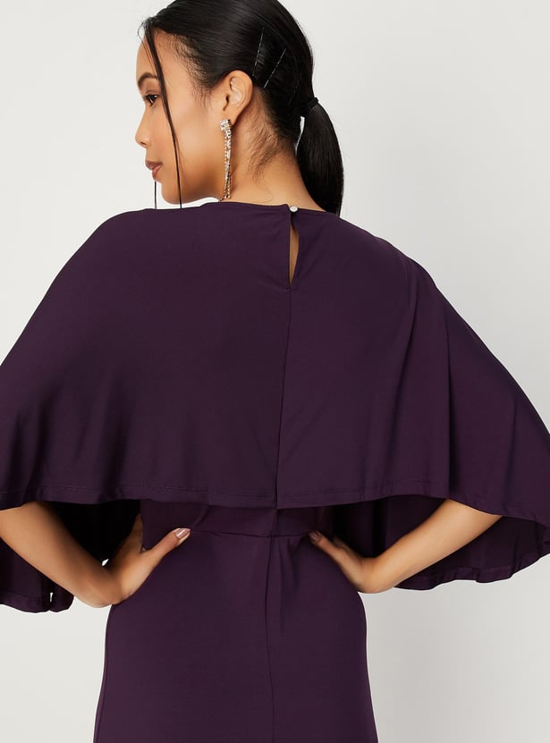 Women Embellished Capelet Maxi Dress
