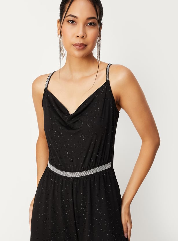 Women Shimmery V-Neck Jumpsuit