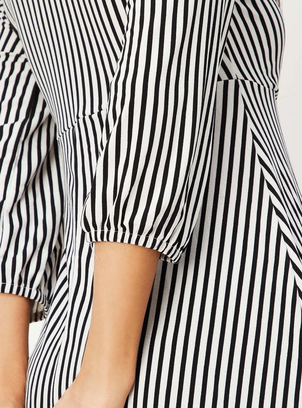 Women Striped Wrap Dress